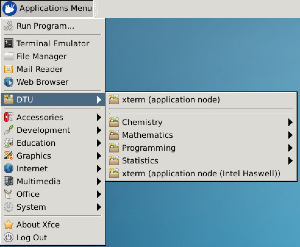 Xfce menu